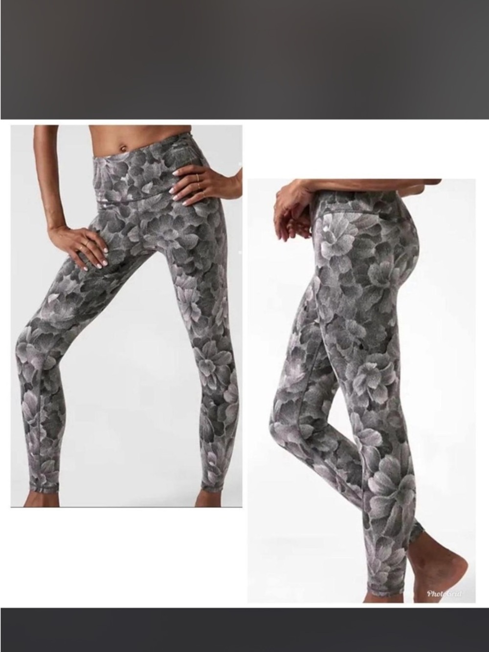 Athleta Elation Textured Tight Leggings Chakra Floral Black Gray XS